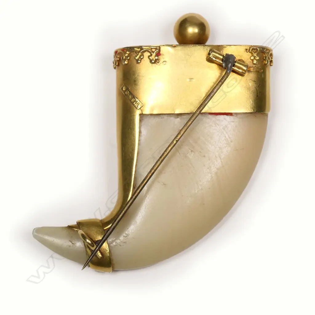 A 19thC H. Kohn & L.N. Benjamin 18ct gold mounted large lion's claw brooch, Image 1++